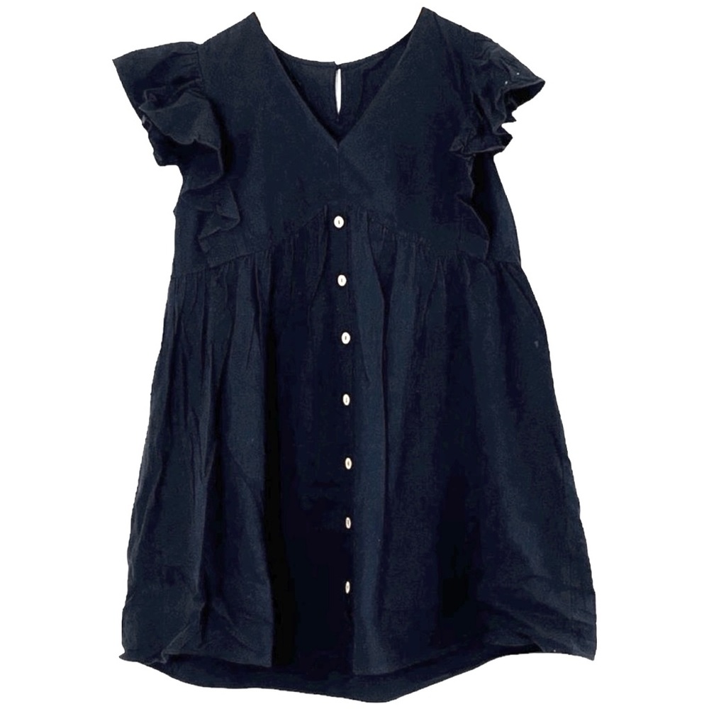 Black cotton peasant mini dress size extra large